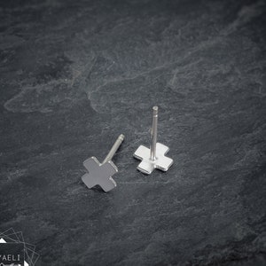 Plus earrings geometric earrings dainty plus stud earrings silver minimalist earrings