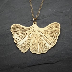 Ginkgo leaf necklace gold leaf pendant