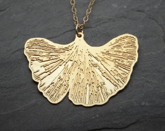 Ginkgo leaf necklace gold leaf pendant