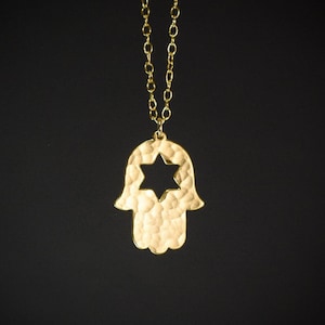 Star of David necklace hamsa jewelry protection necklace hamsa hand charm - Jewish jewelry handmade in Israel