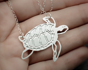 Turtle necklace silver sea turtle pendant ocean jewelry turtles lovers gift