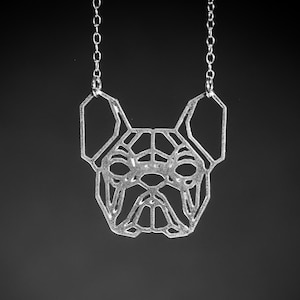 Bulldog necklace, silver dog necklace, French bulldog jewelry