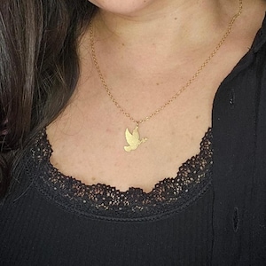 Bird necklace dove necklace gold bird pendant dove bird charm