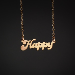 Colar feliz colar de ouro com letras colar feliz colar de palavras presente para ela