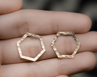 Geometric earrings hexagon post earrings hexagon gold stud earrings