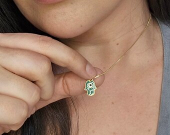 Hamsa necklace evil eye necklace, protection necklace, good luck necklace