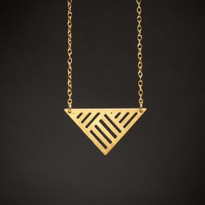 Triangle necklace gold triangular pendant geometric necklace everyday necklace gift for her