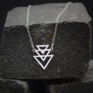 Triangle necklace dainty silver geometric necklace triangles pendant