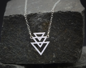 Triangle necklace dainty silver geometric necklace triangles pendant