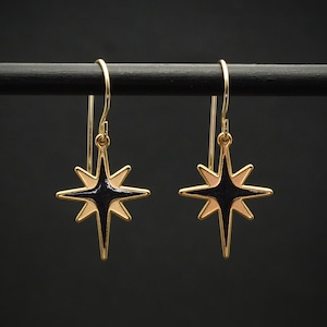 Star Earrings, Celestial Dangle Earrings, North Star Drop Earrings, Cosmic Gift for Her
