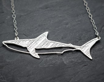 Shark necklace silver shark jewelry silver shark pendant ocean necklace