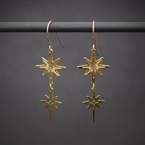 Celestial earrings, gold north star earrings dangle earrings, celestial jewelry