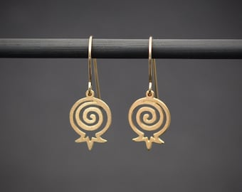 pomegranate earrings-gold pomegranate dangle earrings, Jewish earrings