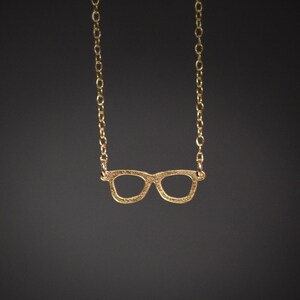 Eyeglasses necklace gold boho necklace hippie jewelry geek jewelry