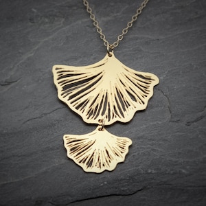 Leaf necklace, gold ginkgo leaf necklace long necklace