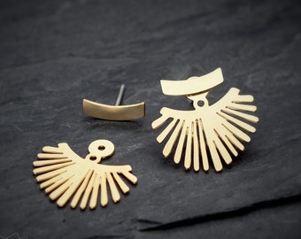 Earring jacket  geometric earrings gold statement earrings