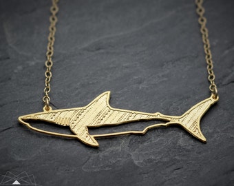 Shark necklace gold shark pendant animal jewelry personalized gift