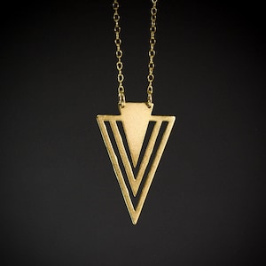 Triangle necklace chevron necklace gold triangle pendant geometric necklace v necklace