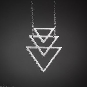 Triangle necklace geometric necklace silver triangular necklace