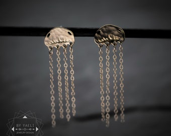 Jellyfish earrings jellyfish stud earrings gold ocean dangle earrings