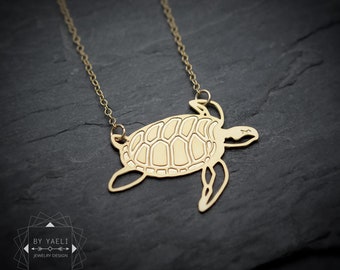 Turtle necklace gold sea turtle pendant ocean jewelry turtle lovers gift