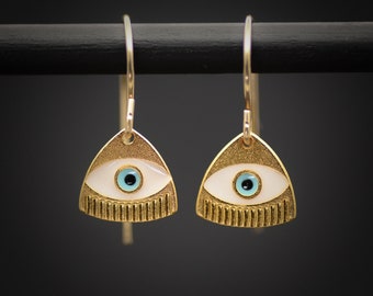 Evil eye earrings gold dangle adorned with resin earrings ,good luck protection jewelry