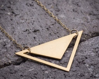 Triangle necklace gold triangle pendant geometric necklace minimalist jewelry