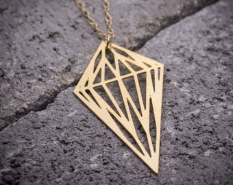 Geometric necklace gold rhombus necklace gold shaped diamond necklace