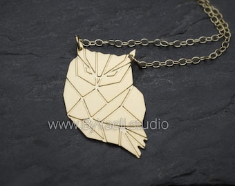 Owl necklace origami necklace geometric owl pendant origami owl