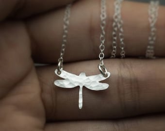 Dragonfly necklace tiny dragonfly jewelry silver dragonfly charm