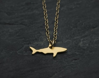 Shark necklace tiny gold shark charm necklace shark jewelry
