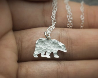 Mama bear necklace tiny bear necklace small silver bear charm gift for mom