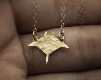 Manta necklace manta ray fish necklace gold manta ray ocean necklace manta ray charm