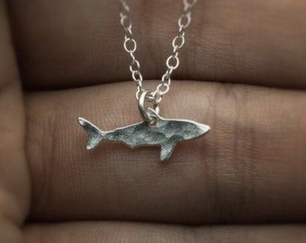 Shark necklace tiny silver shark pendant shark charm