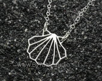 Shell Necklace Silver Seashell Necklace Dainty Sea Shell Ocean