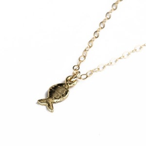 Gold fish necklace tiny gold fish charm fish pendant