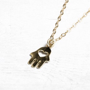 Hamsa necklace gold dainty hamsa charm hamsa jewelry protection necklace