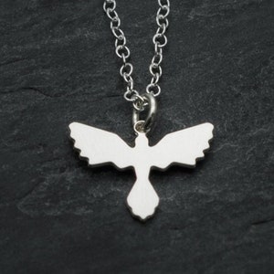 Phoenix necklace tiny phoenix pendant silver phoenix bird charm image 2