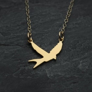 Sparrow necklace gold swallow necklace bird necklace tiny gold bird pendant