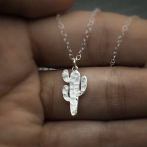 Cactus necklace silver cactus jewelry tiny cactus charm