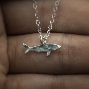 Shark necklace tiny silver shark pendant shark charm