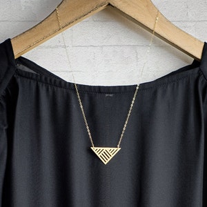 Triangle necklace triangular pendant geometric necklace everyday necklace gift for her image 2