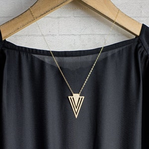 Triangle necklace chevron necklace gold triangle pendant geometric necklace v necklace image 2