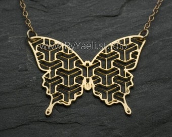 Butterfly necklace gold butterfly pendant geometric butterfly jewelry