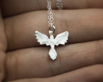 Phoenix necklace tiny phoenix pendant silver phoenix bird charm