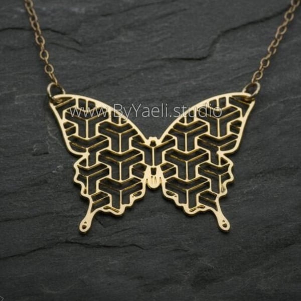 Butterfly necklace gold butterfly pendant geometric butterfly jewelry