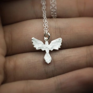Phoenix necklace tiny phoenix pendant silver phoenix bird charm image 1
