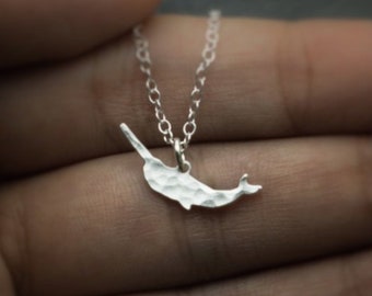 Narwhal necklace tiny silver whale necklace narwhal jewelry silver narwhal charm