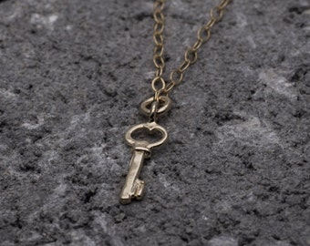 Gold key necklace golden key charm key pendant