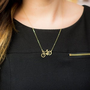 Radfahren Halskette, Radfahren Schmuck, Gold Fahrrad Halskette Geschenk für Biker Fahrrad Charme